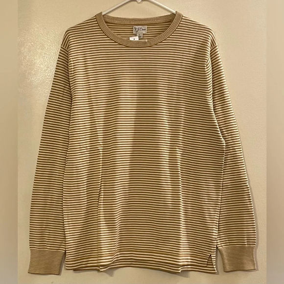 J. CREW Lightweight Cotton Crewneck Sweater in Burnt Saffron‎ Stripe - Picture 5 of 9